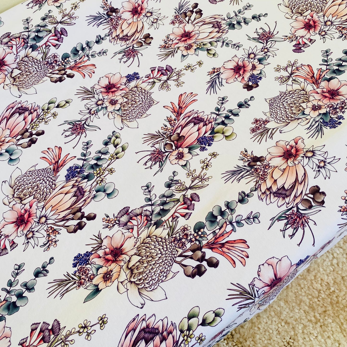 Bassinet & Change Mat Cover - Wild Proteas