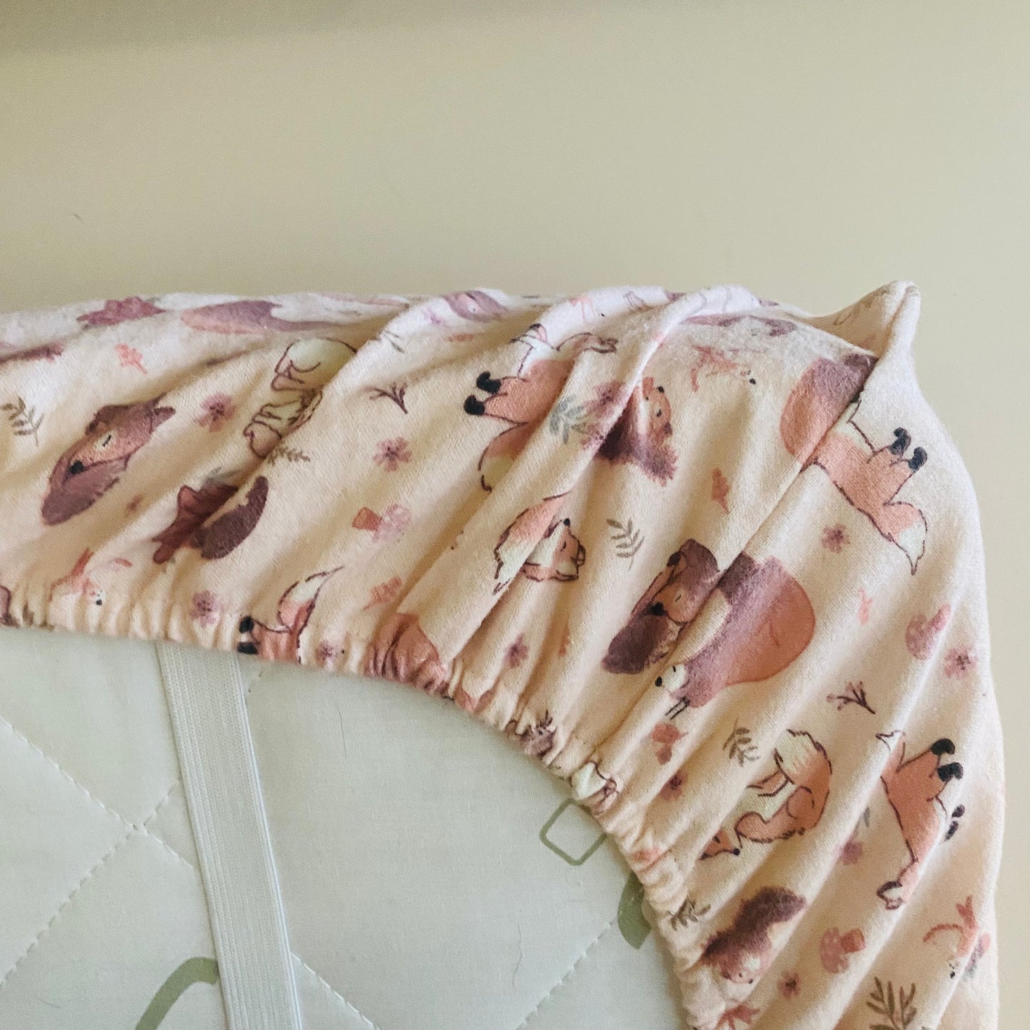 Flannel Fitted Cot Sheet - Pink Woodland