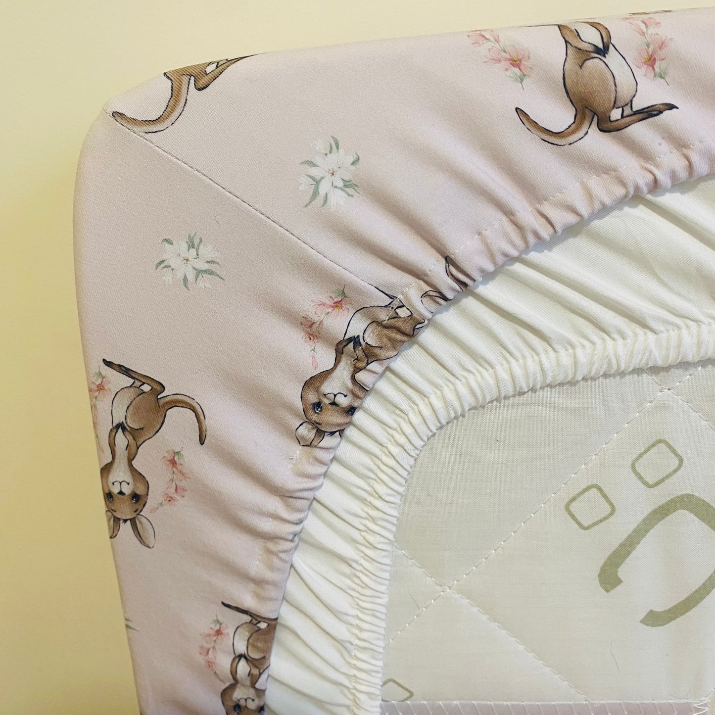 Fitted Cot Sheet - Cotton Jersey Baby Kangaroo