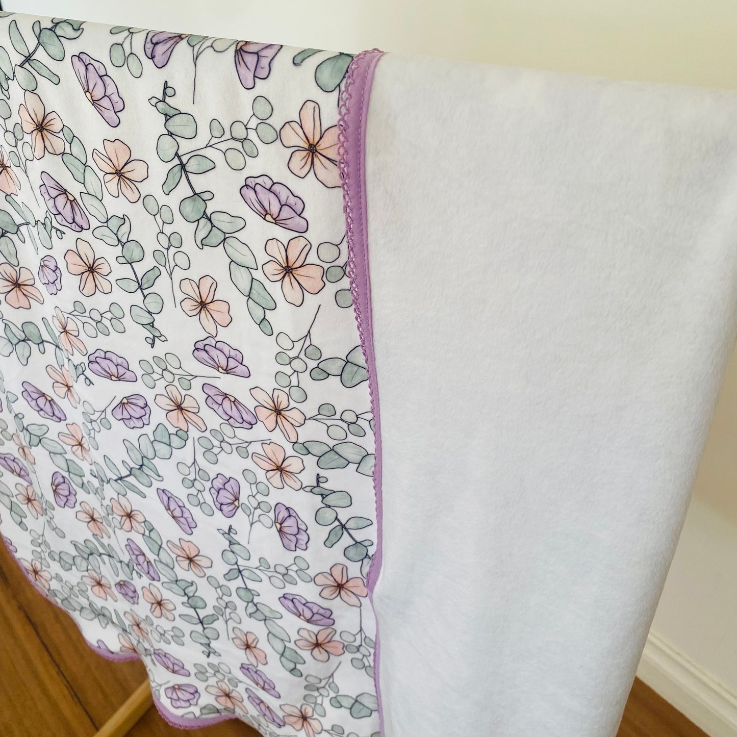 Double Sided Minky Blanket - Eucalyptus Floral