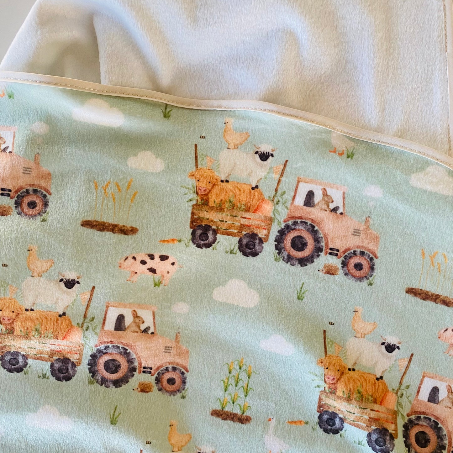 Double Sided Minky Blanket - Tractor & Farm