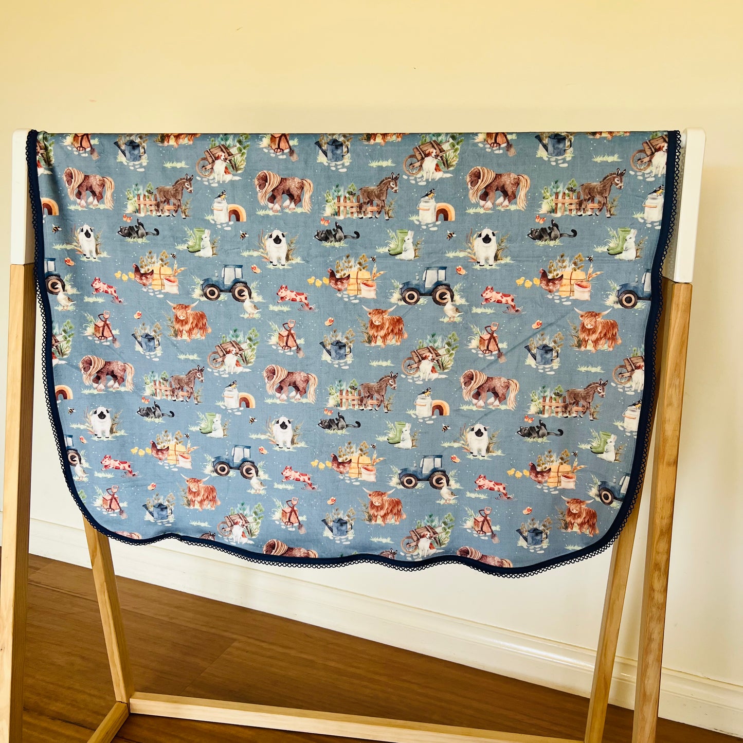 Double Sided Minky Blanket - Blue Farming