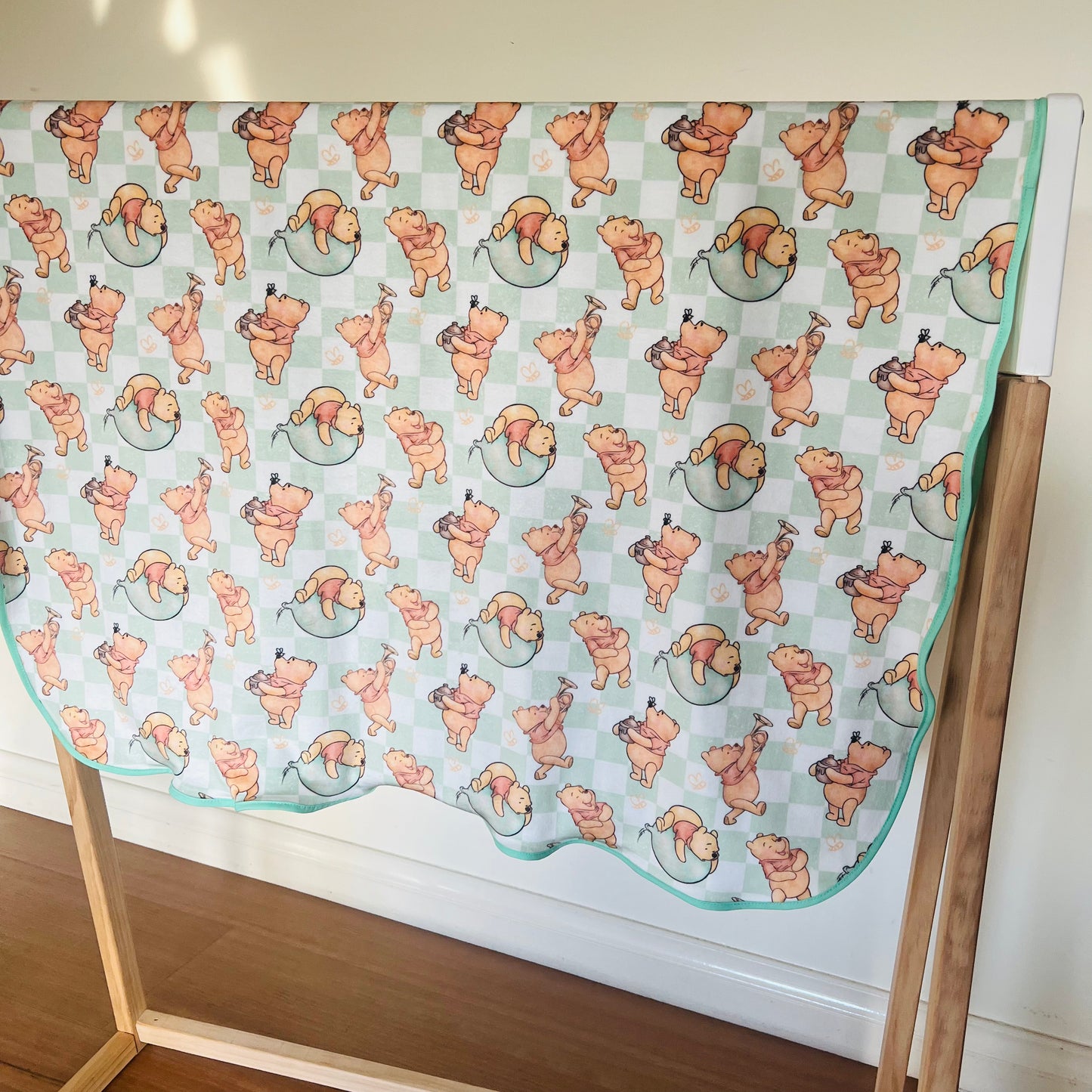 Double Sided Minky Blanket - Pooh Squares