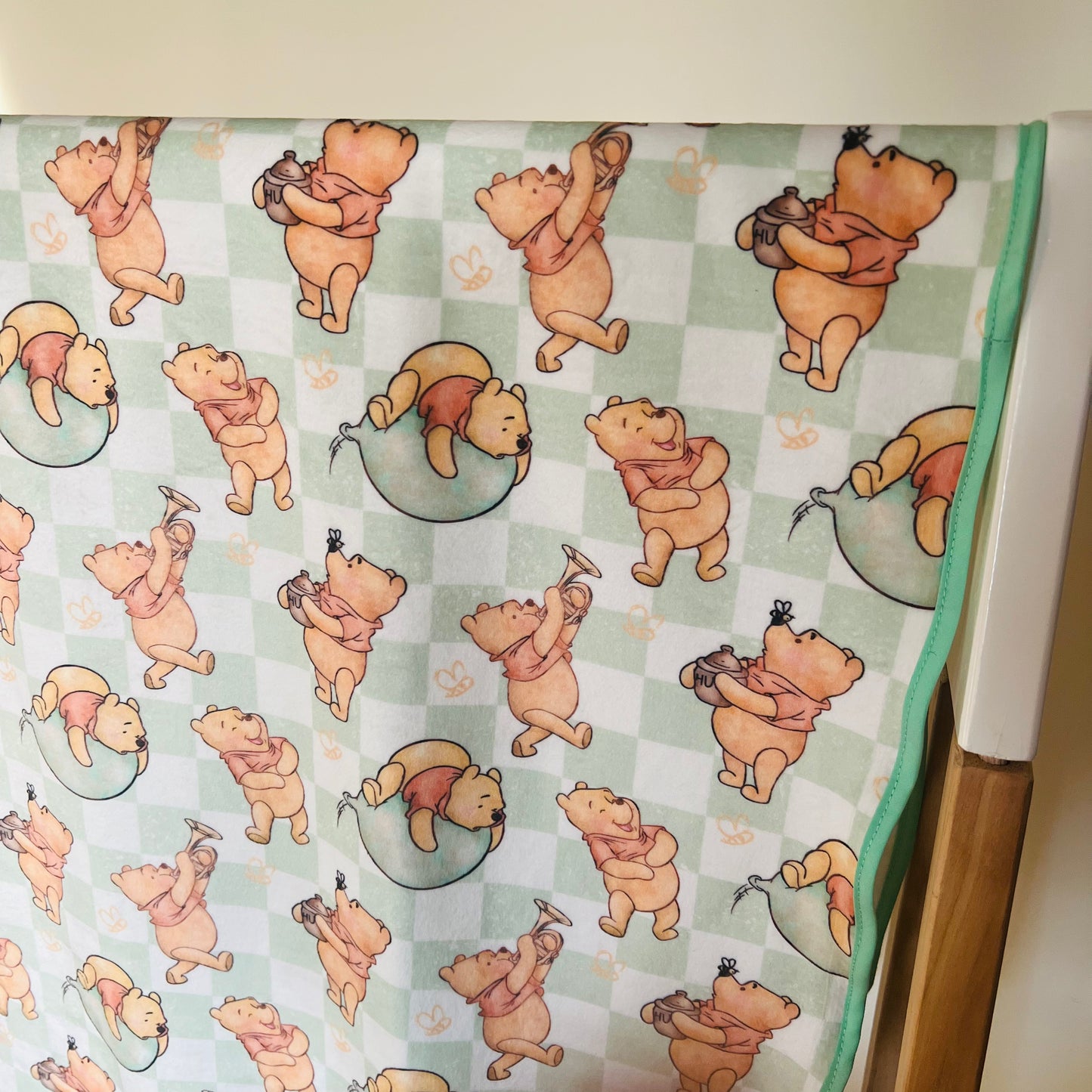Double Sided Minky Blanket - Pooh Squares