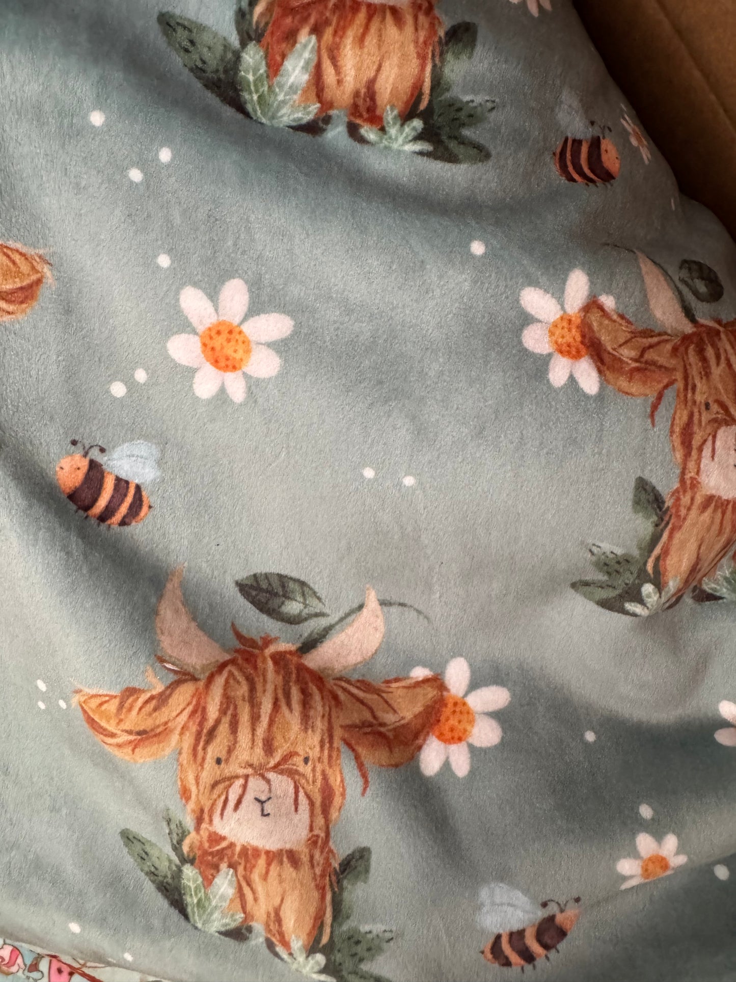 Double Sided Minky Blanket - Highland Bees