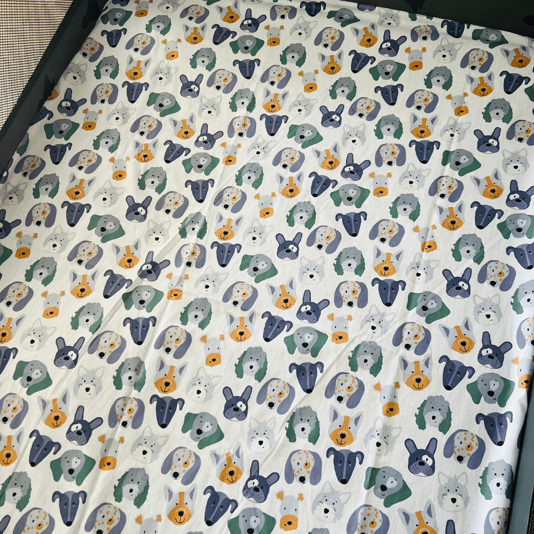Portacot Fitted Sheet Cotton - Dogs
