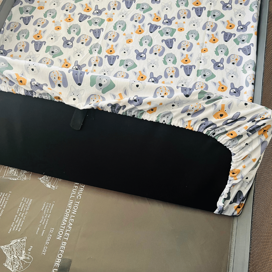 Portacot Fitted Sheet Cotton - Dogs