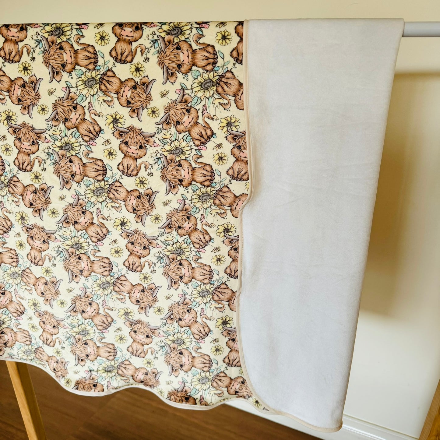 Double Sided Minky Blanket - Highlander Sunflowers