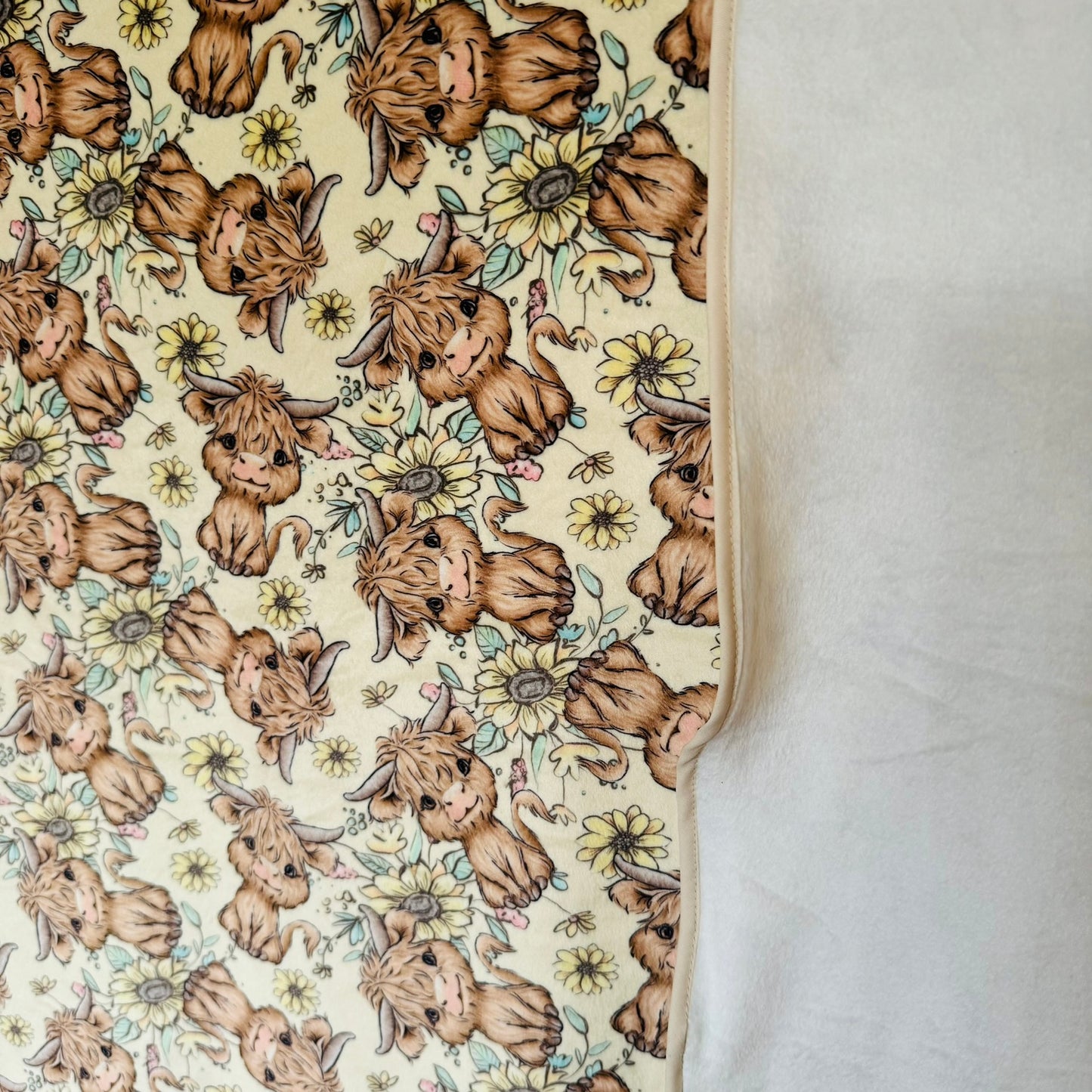 Double Sided Minky Blanket - Highlander Sunflowers