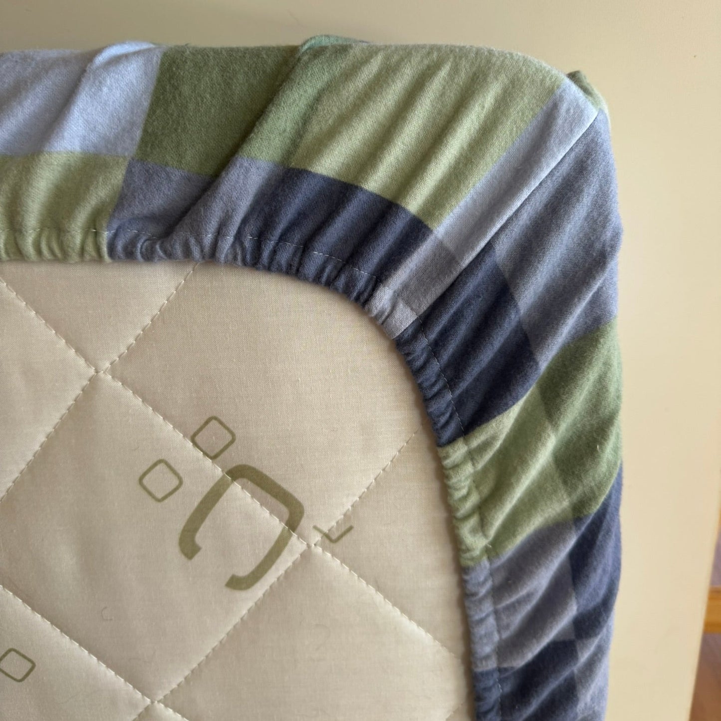 Flannel Fitted Cot Sheet - Blue Green Gingham