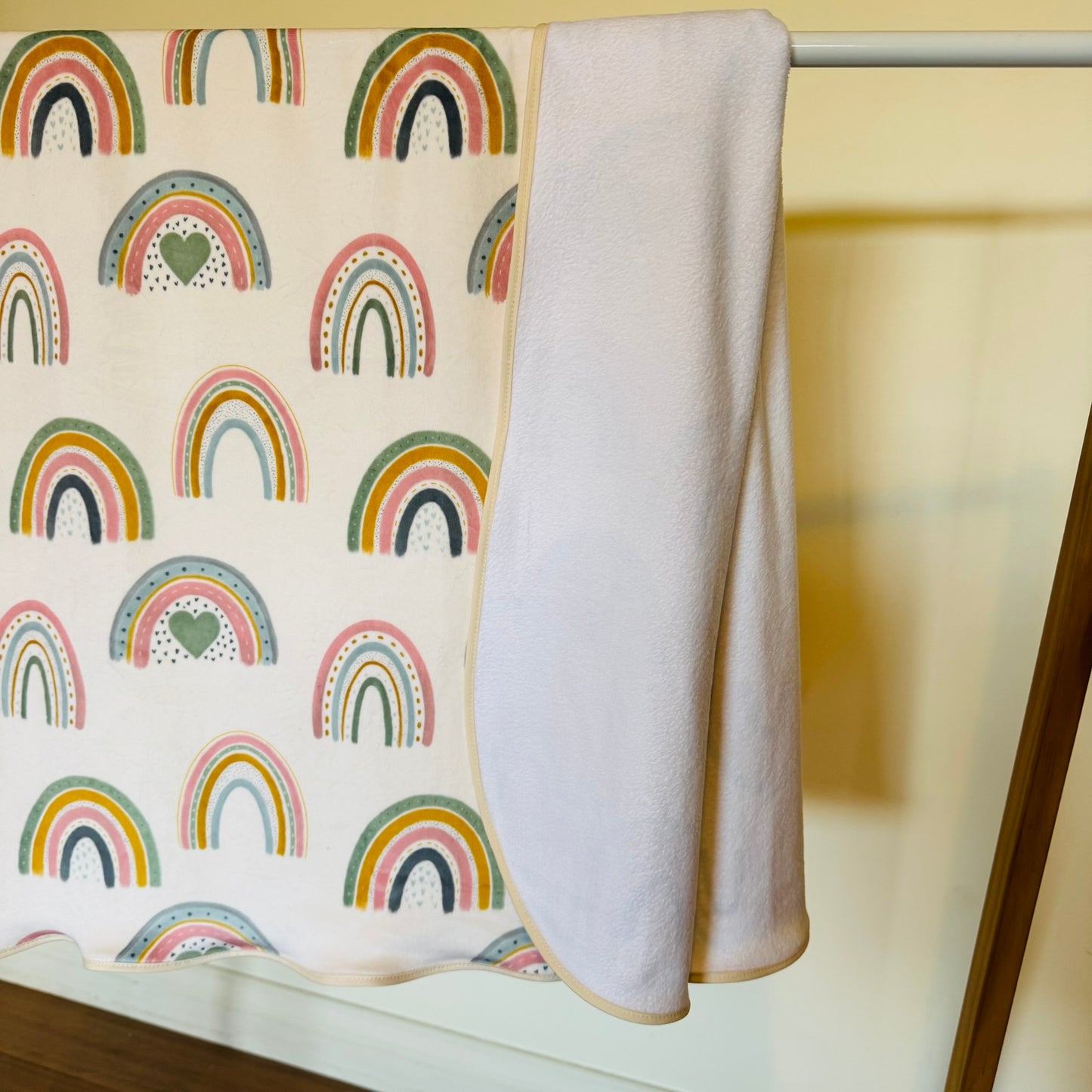 Double Sided Minky Blanket - Pastel Rainbows