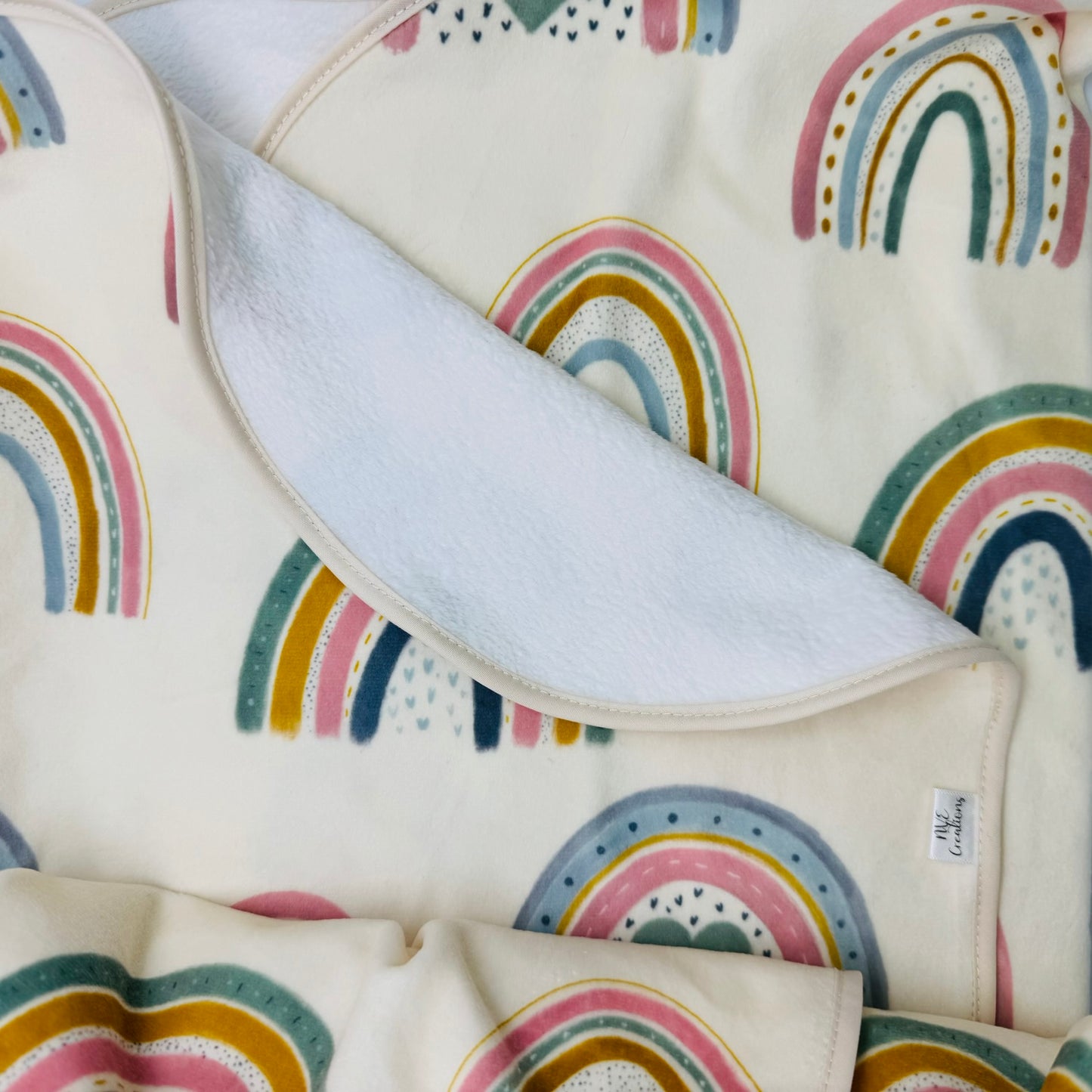 Double Sided Minky Blanket - Pastel Rainbows