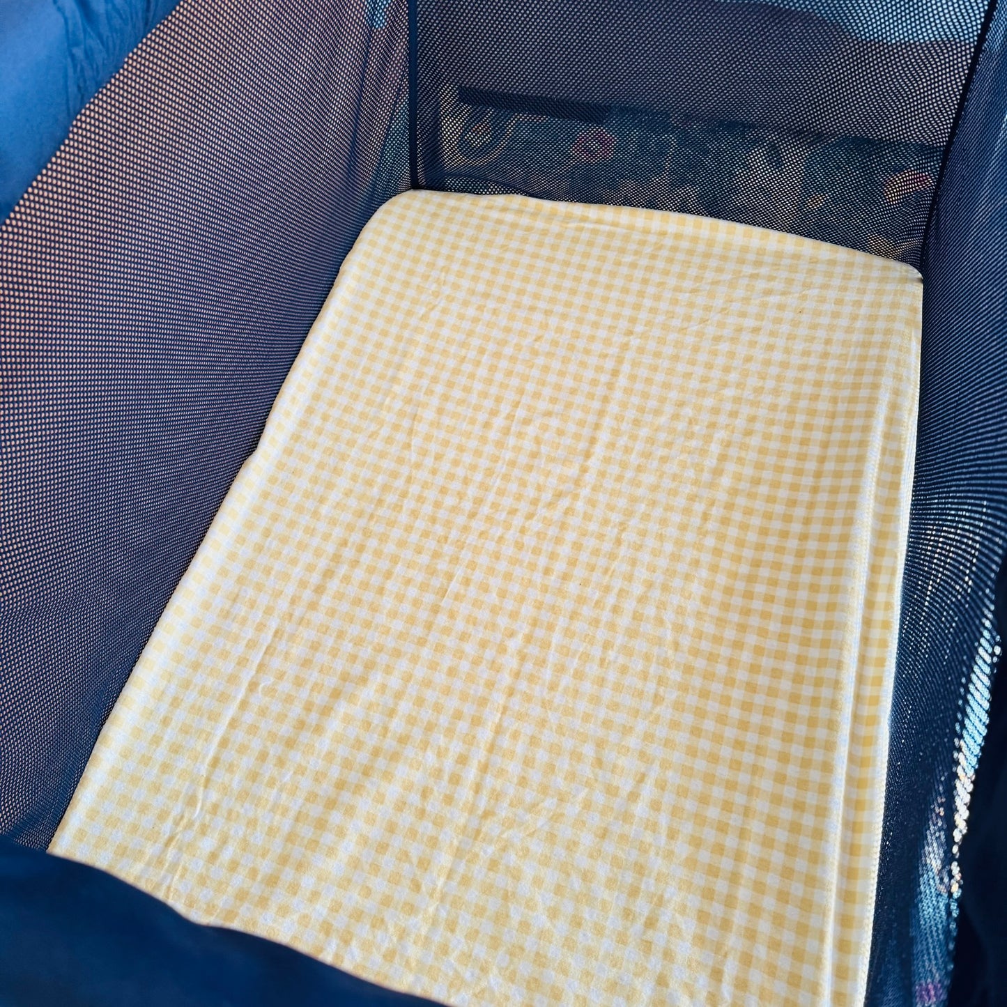 Portacot Flannel Fitted Sheet - Yellow Gingham