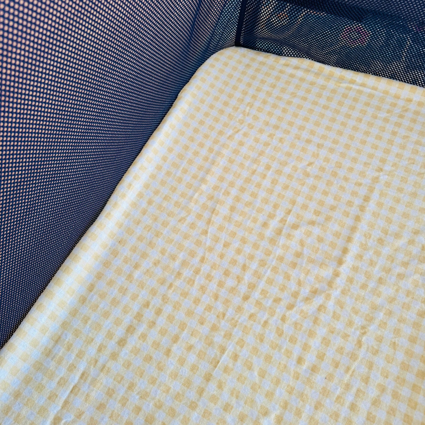 Portacot Flannel Fitted Sheet - Yellow Gingham