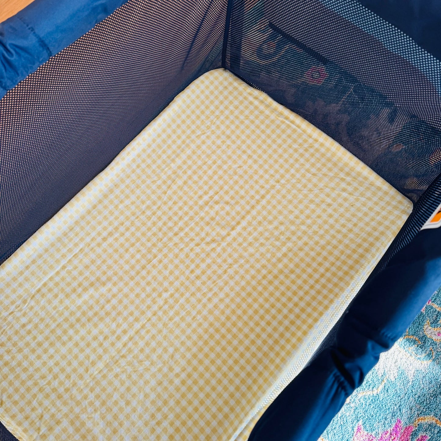 Portacot Flannel Fitted Sheet - Yellow Gingham