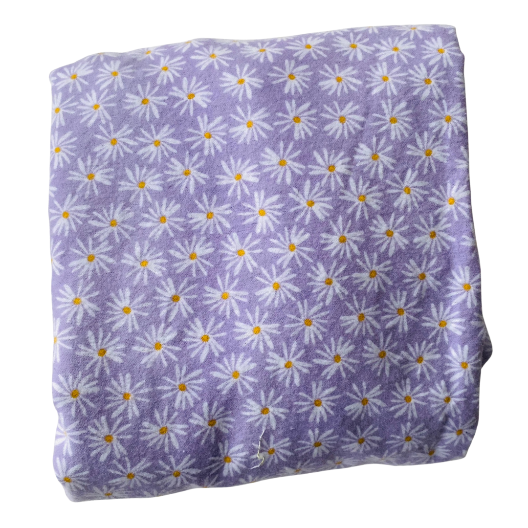 Flannel Fitted Cot Sheet - Daisy Lilac