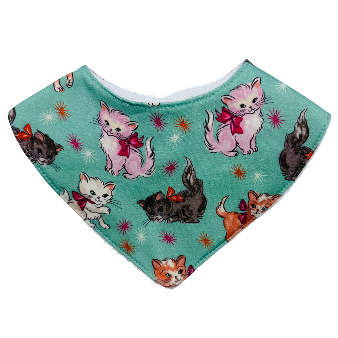 Dribble Bib - Teal Kitty