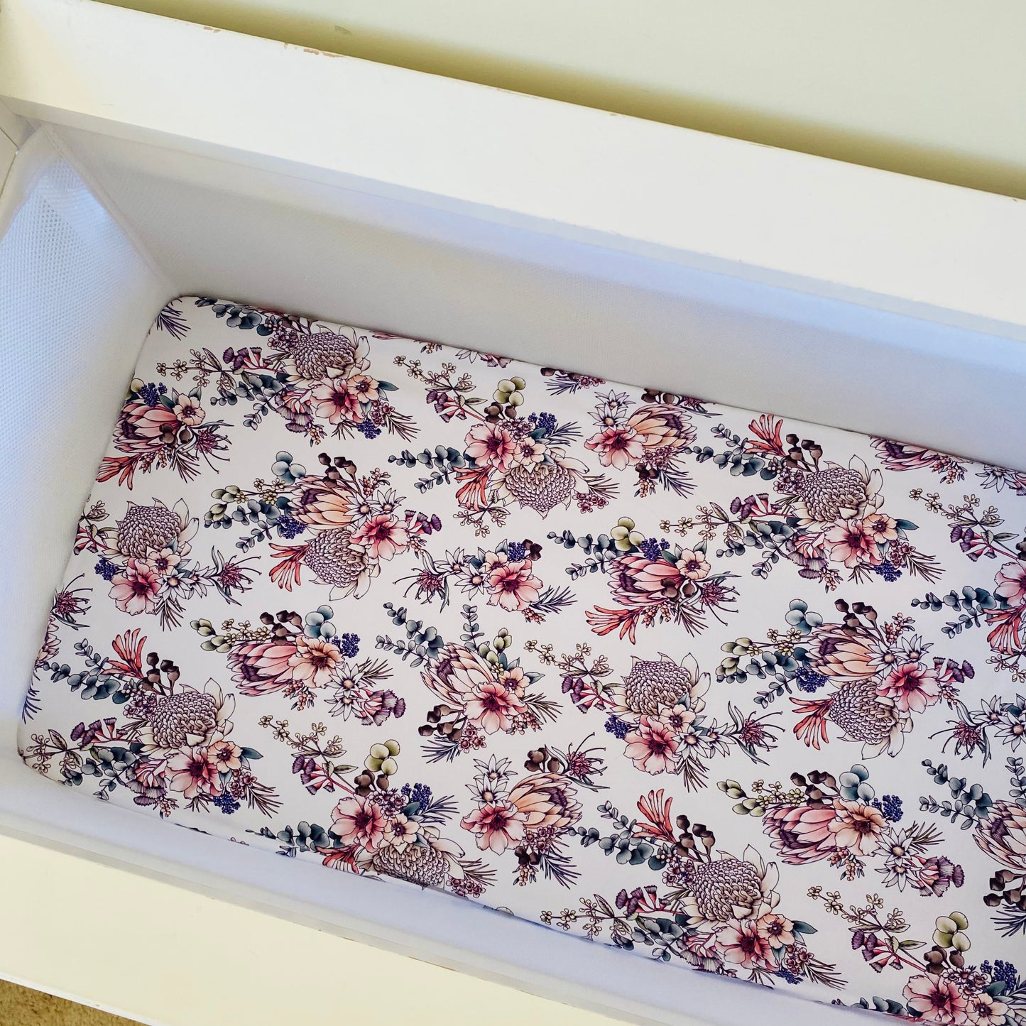 Bassinet & Change Mat Cover - Wild Proteas