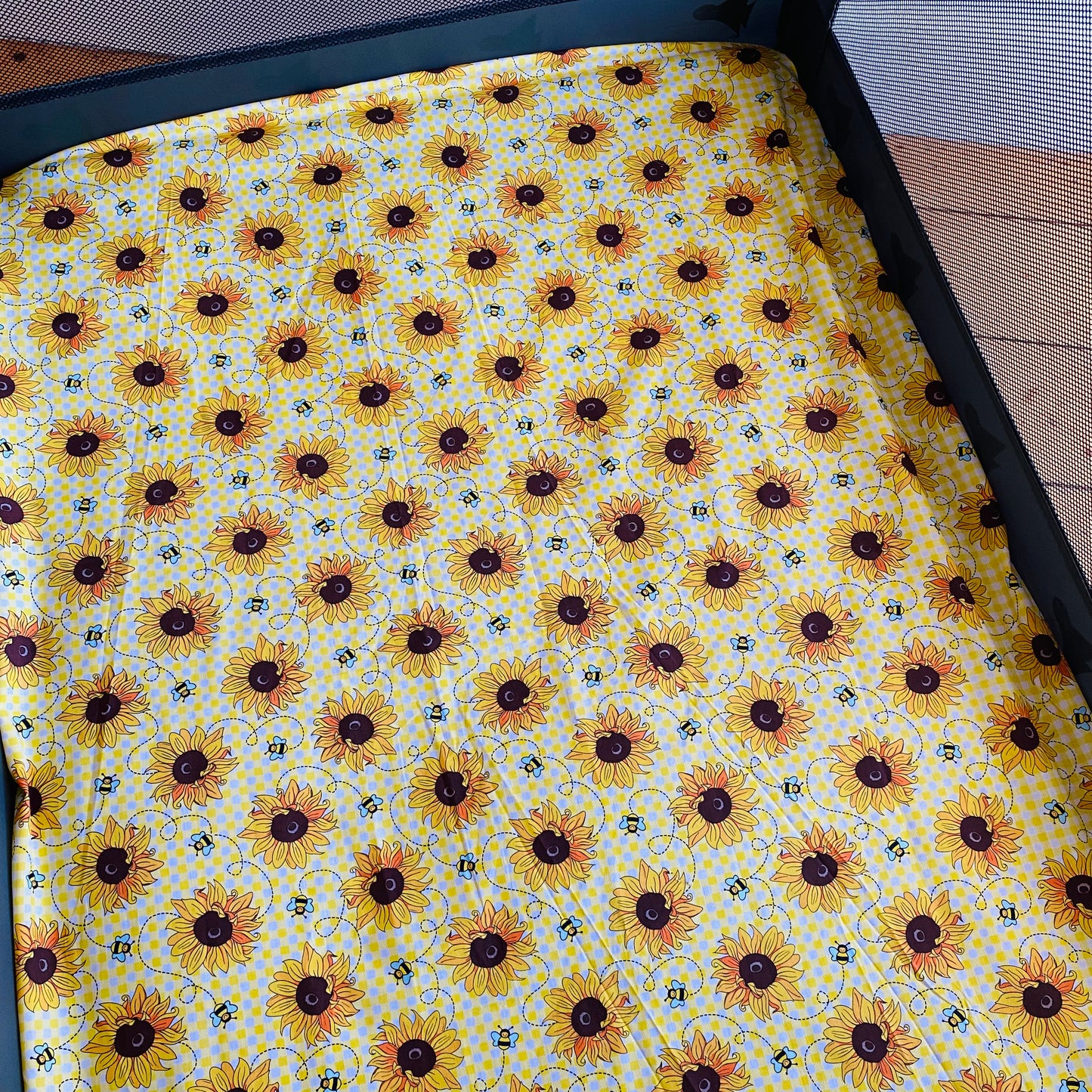 Portacot Fitted Sheet Cotton - Sunflower & Bees
