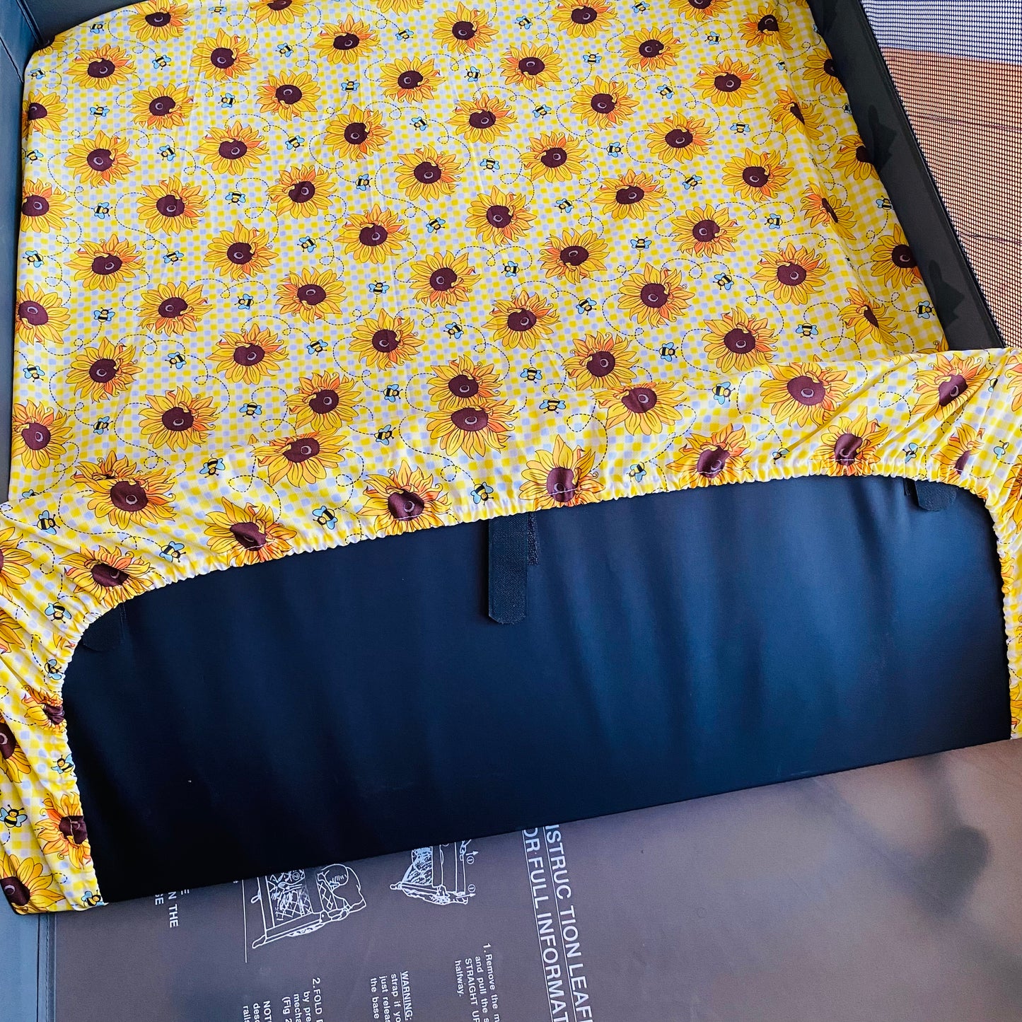 Portacot Fitted Sheet Cotton - Sunflower & Bees