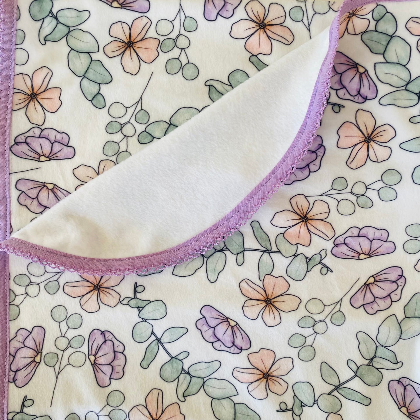 Double Sided Minky Blanket - Eucalyptus Floral