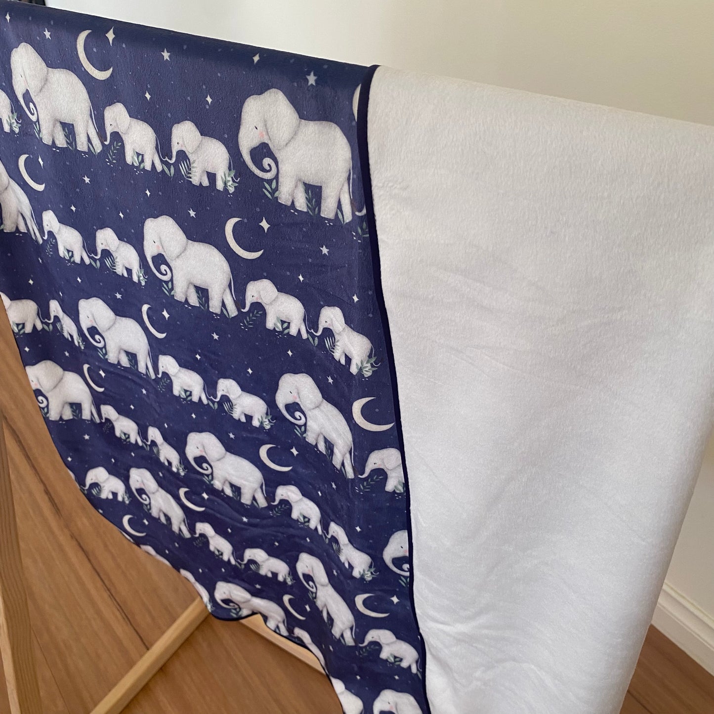 Double Sided Minky Blanket - Elephant Family