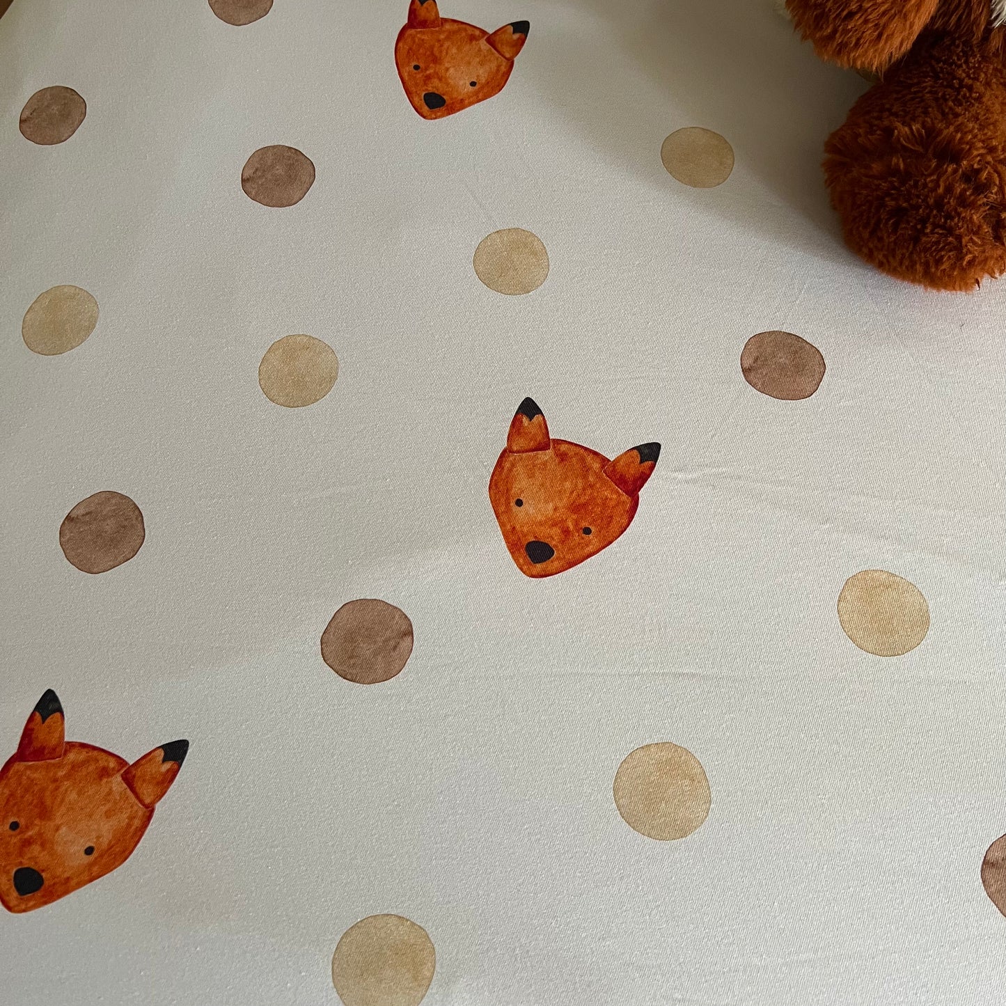 Fitted Cot Sheet - Cotton Jersey Spotty Fox