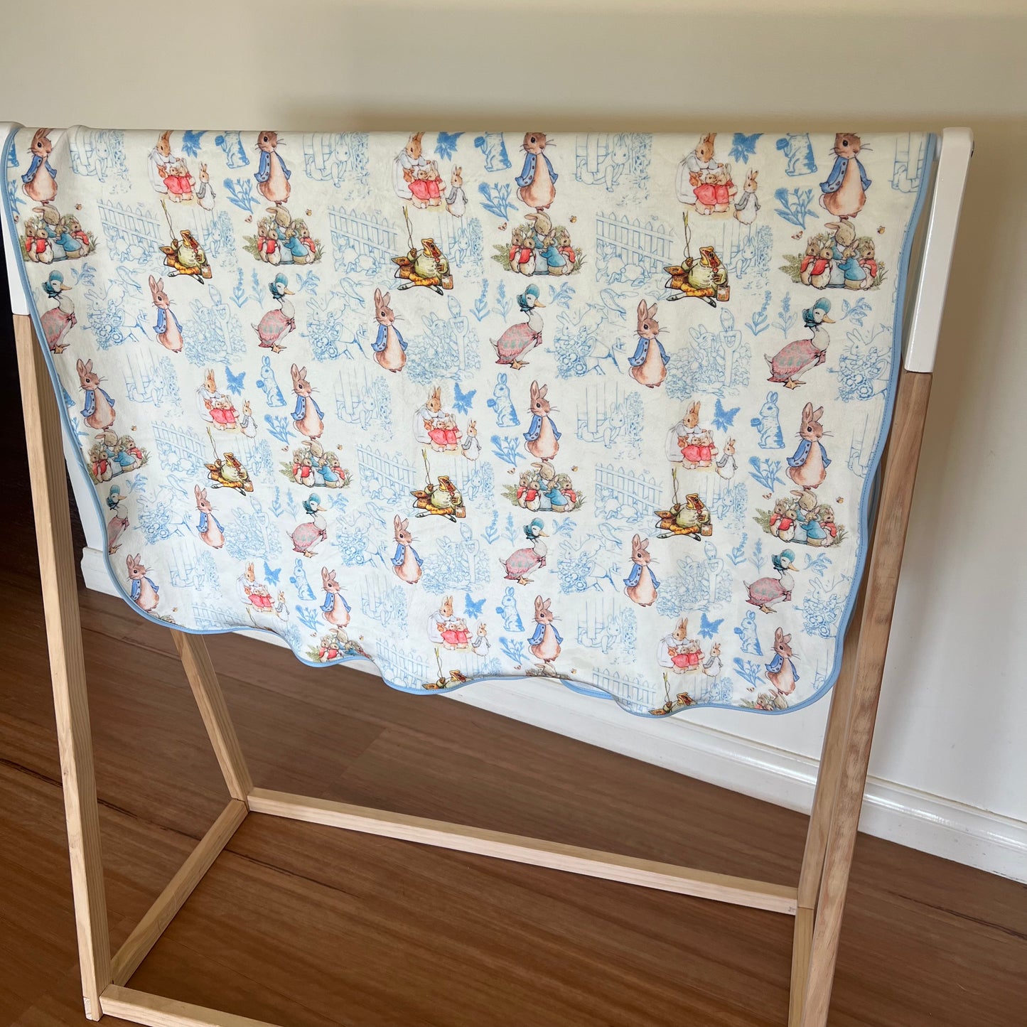 Double Sided Minky Blanket - Rabbit Blue