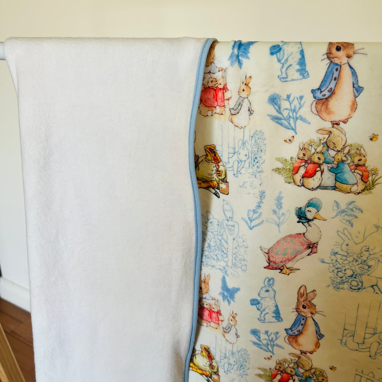 Double Sided Minky Blanket - Rabbit Blue