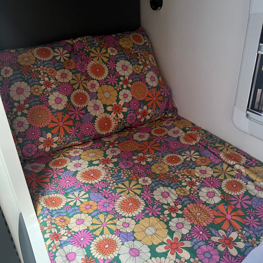 Caravan Bunk Fitted Sheet - Retro Floral