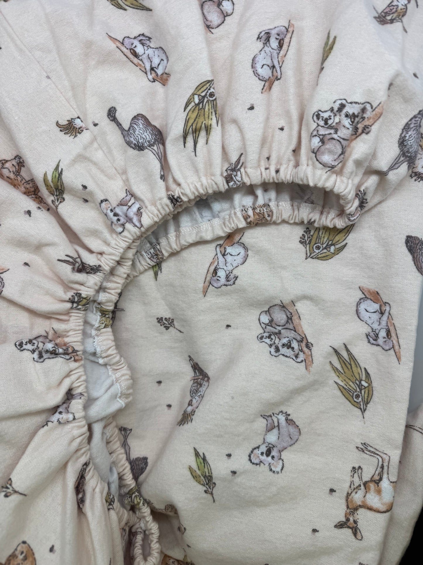 Flannel Fitted Cot Sheet - Neutral Aus Animals