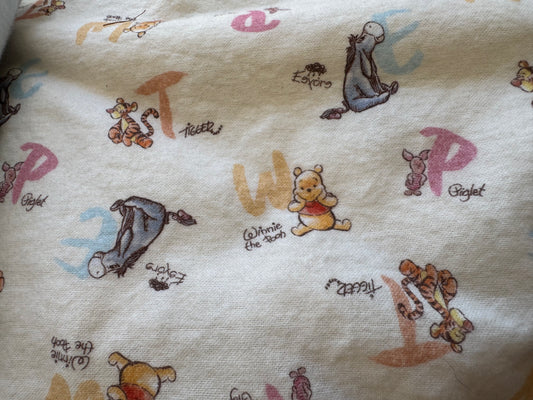Flannel Fitted Cot Sheet - Pooh ABC