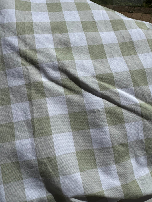 Fitted Cot Sheet - Cotton Jersey Sage Gingham