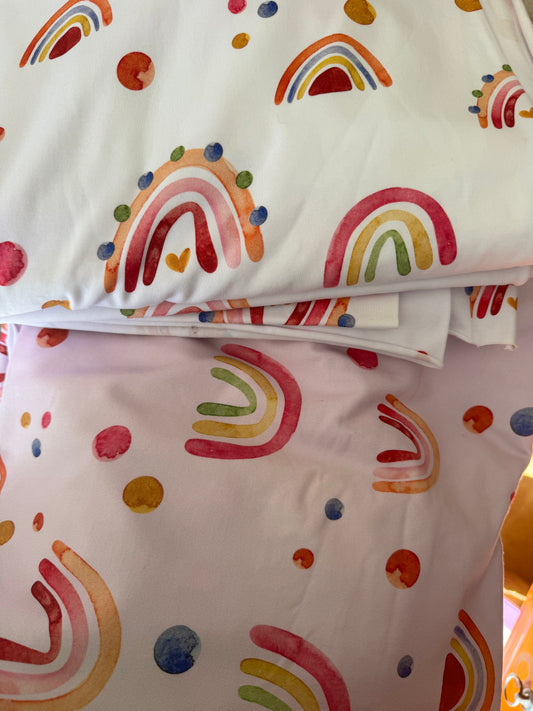Fitted Cot Sheet - Cotton Jersey Bright Rainbows