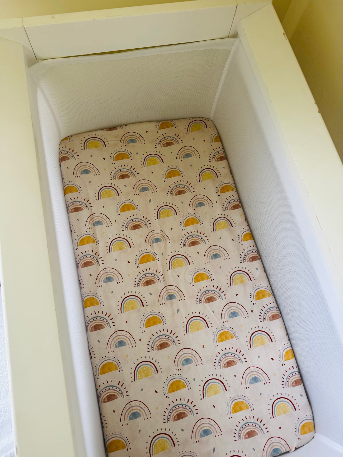 Bassinet & Change Mat Cover - Rainbow Suns