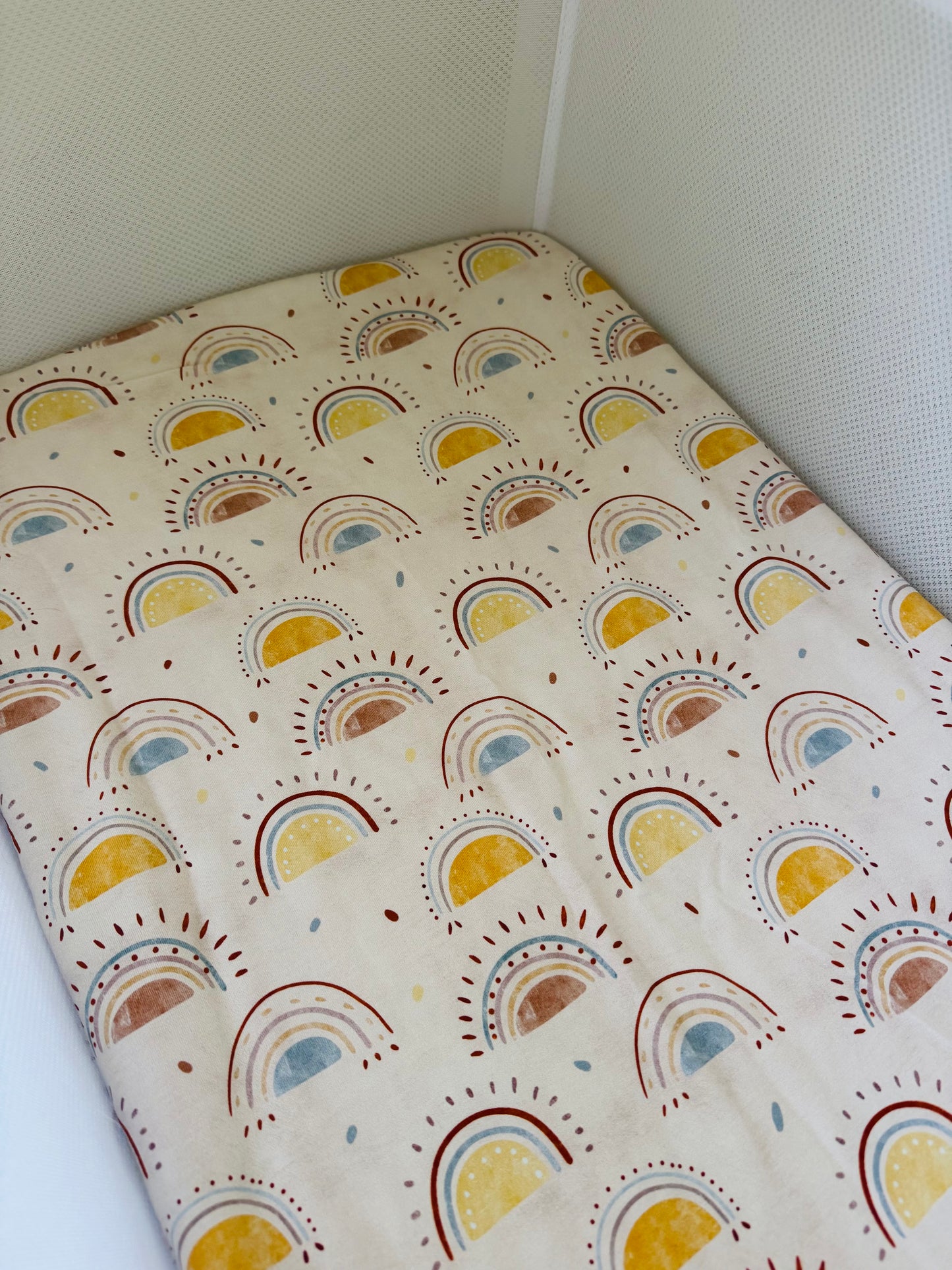 Bassinet & Change Mat Cover - Rainbow Suns
