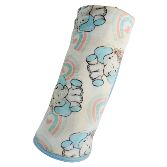Double Sided Minky Blanket - Elephant Rainbows