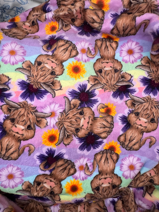 Double Sided Minky Blanket - Highland Rainbow