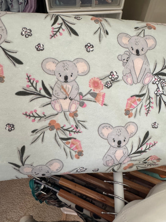 Flannel Fitted Cot Sheet - Koalas