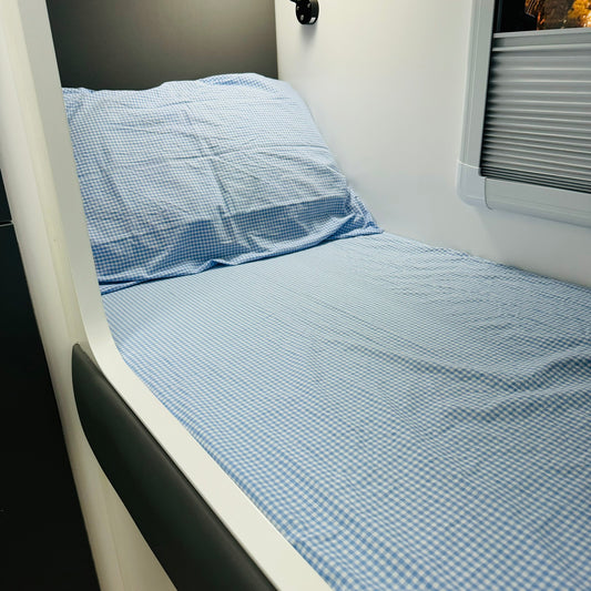 Caravan Bunk Fitted Sheet - Pale Blue Gingham