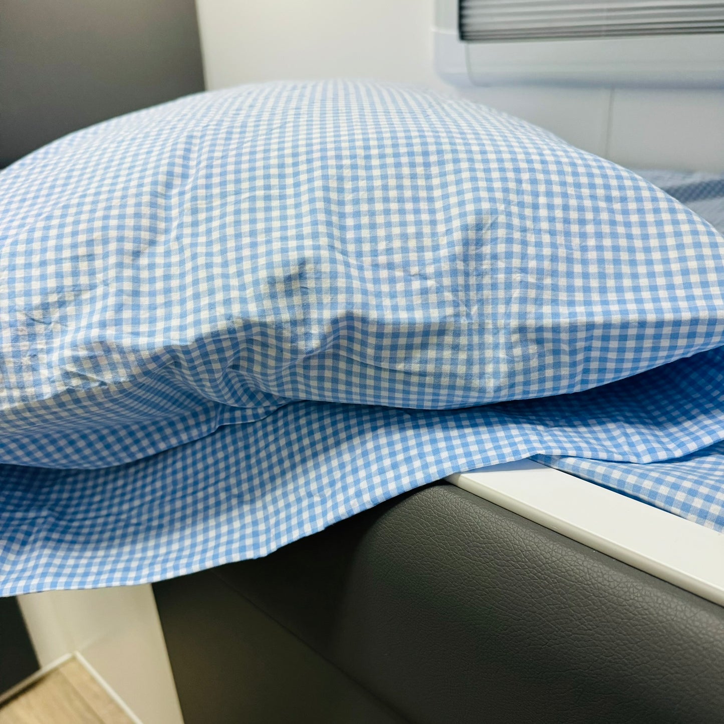 Caravan Bunk Fitted Sheet - Pale Blue Gingham