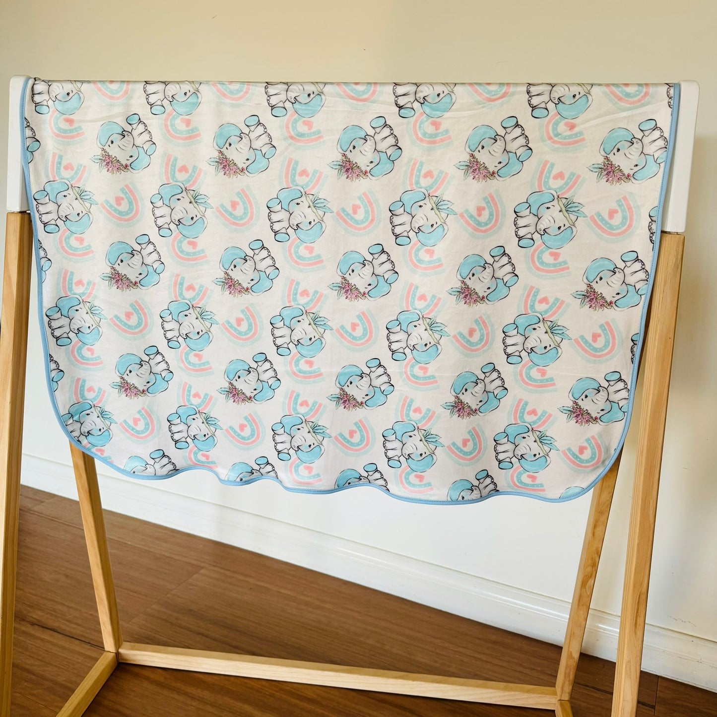 Double Sided Minky Blanket - Elephant Rainbows