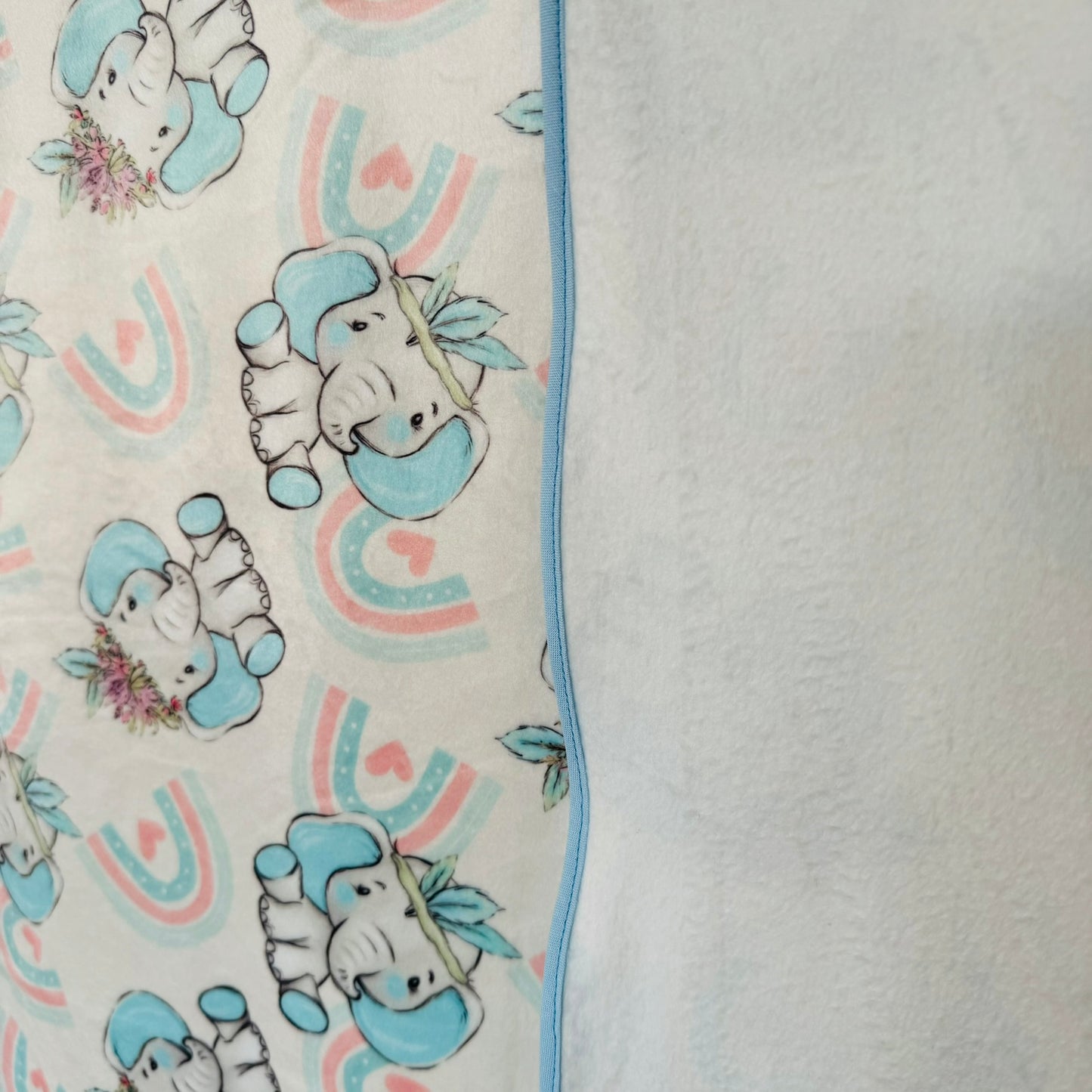 Double Sided Minky Blanket - Elephant Rainbows