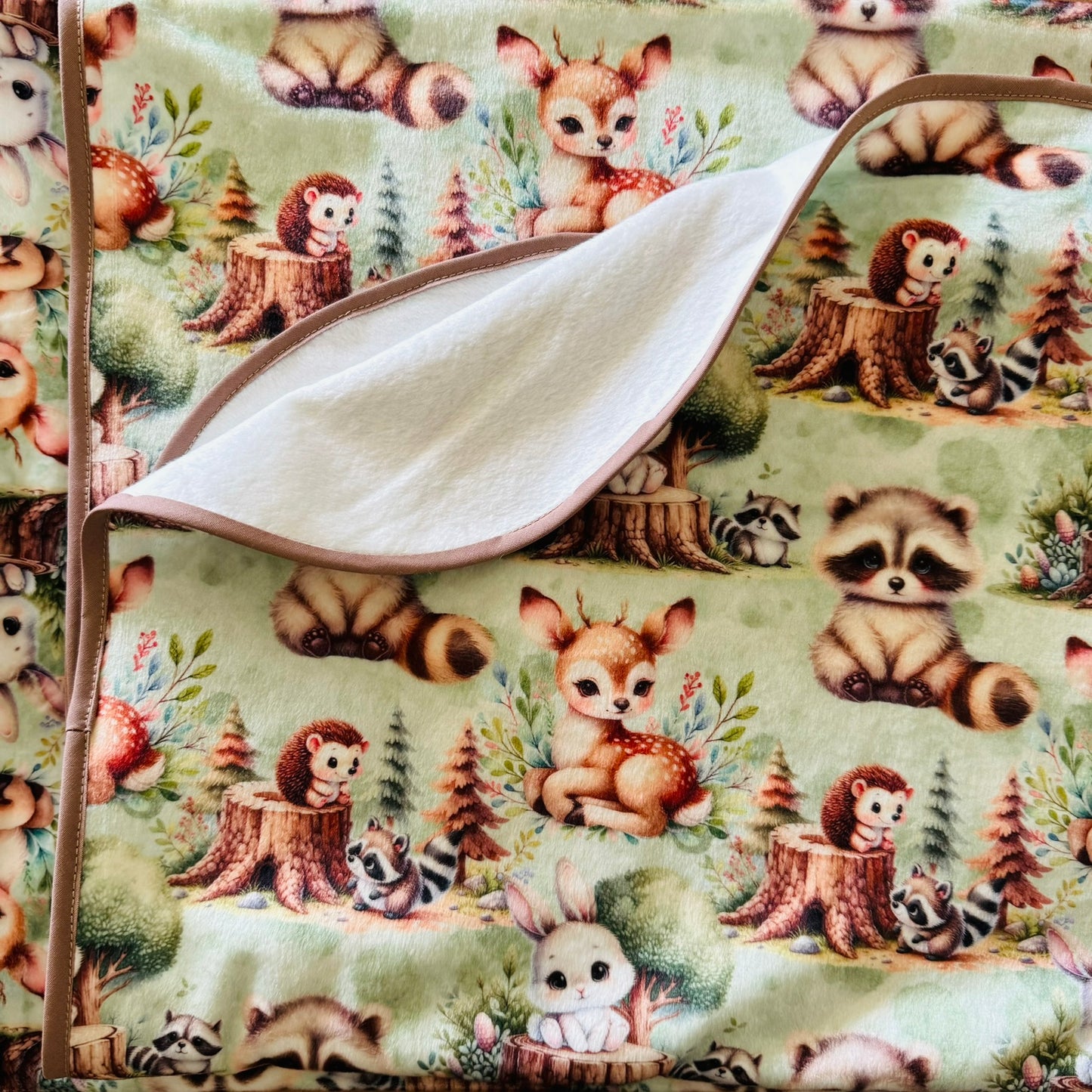 Double Sided Minky Blanket - Woodland Babies