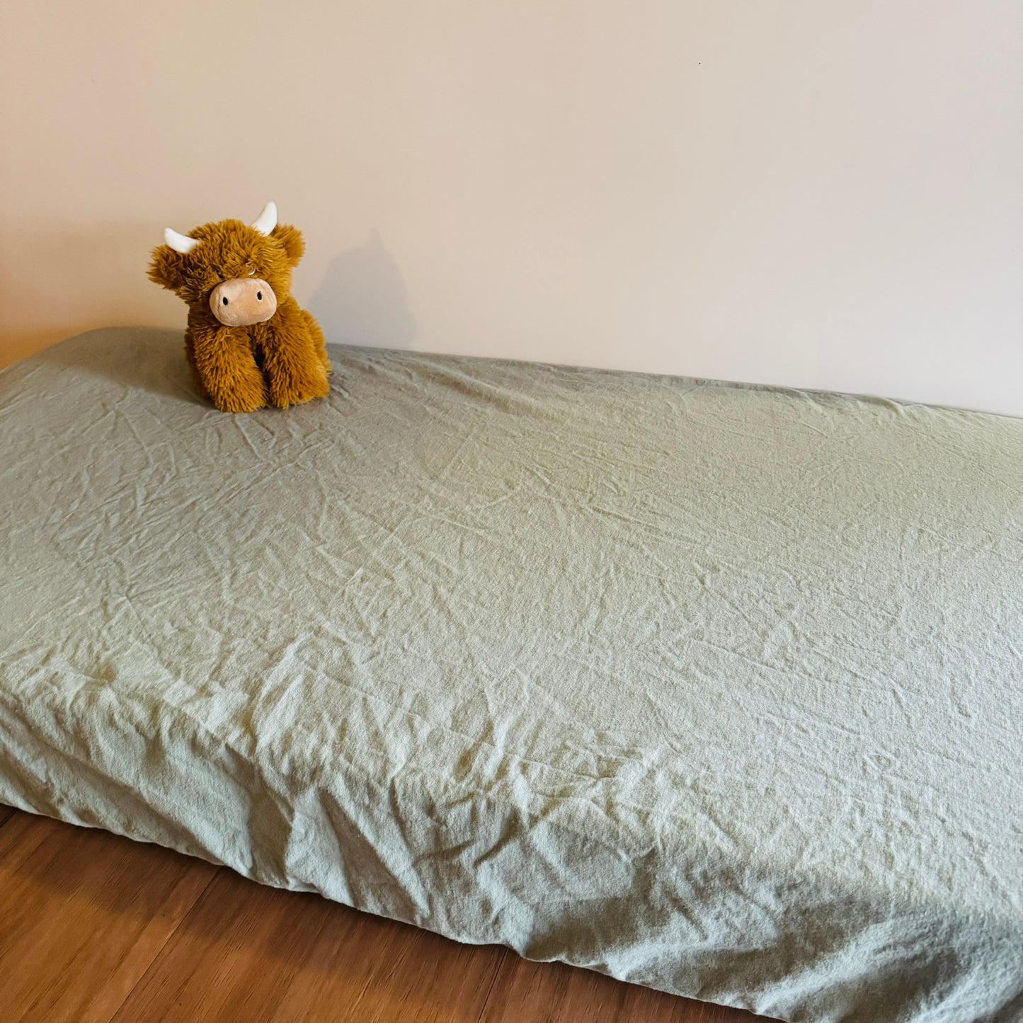 Flannel Fitted Cot Sheet - Sage Green