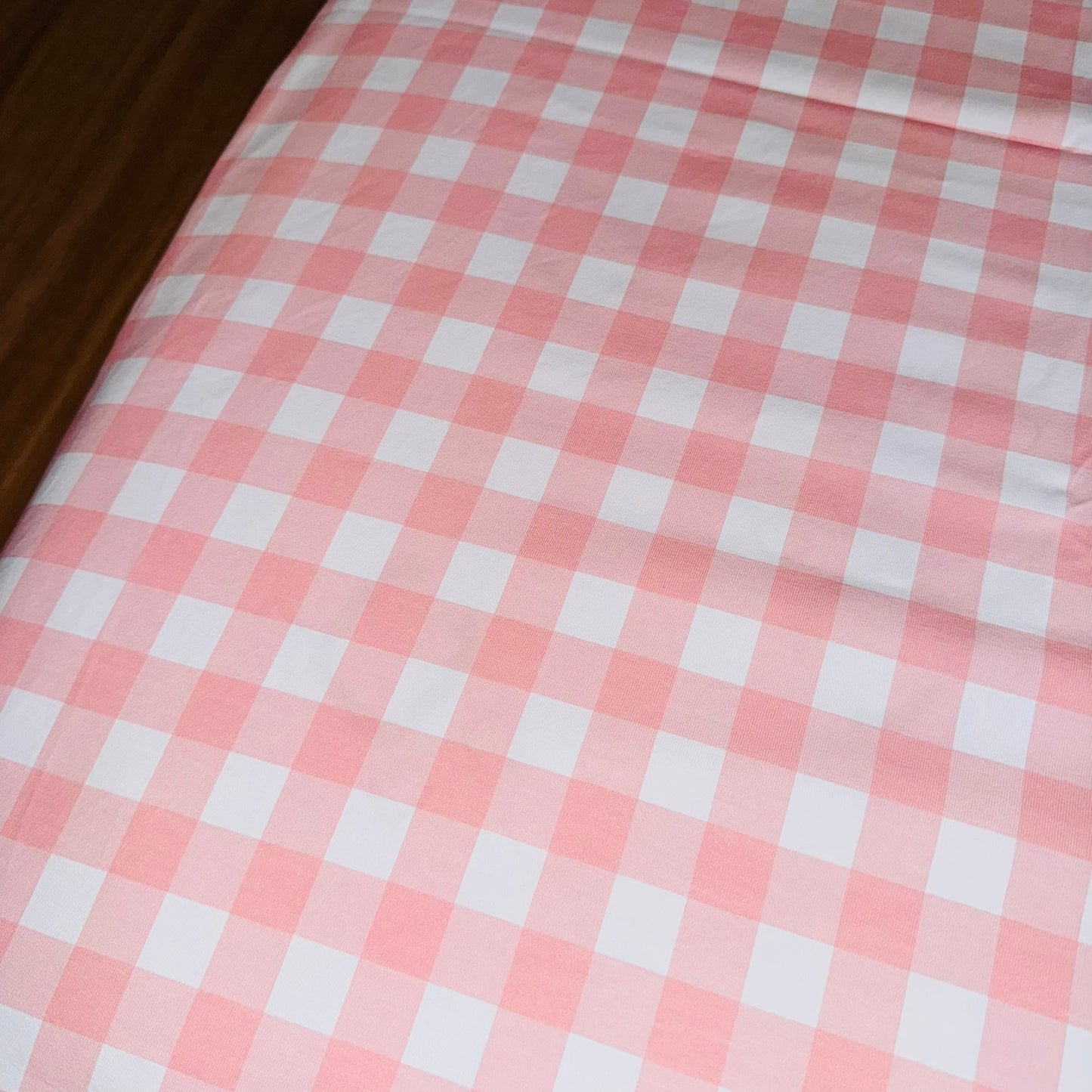 Fitted Cot Sheet - Cotton Jersey Baby Pink Gingham
