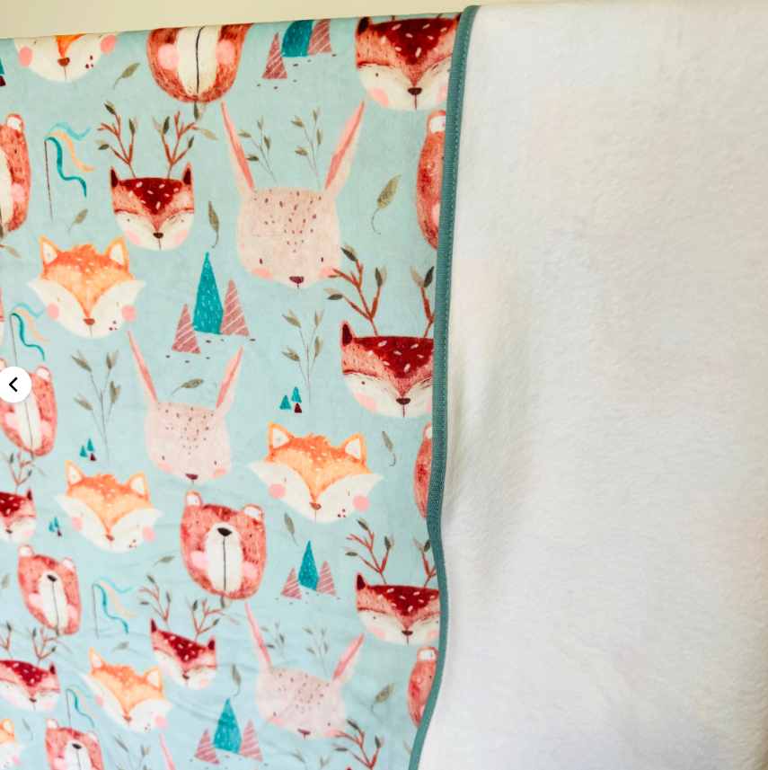 Double Sided Minky Blanket - Woodland Animals