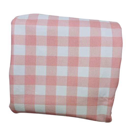 Fitted Cot Sheet - Cotton Jersey Baby Pink Gingham