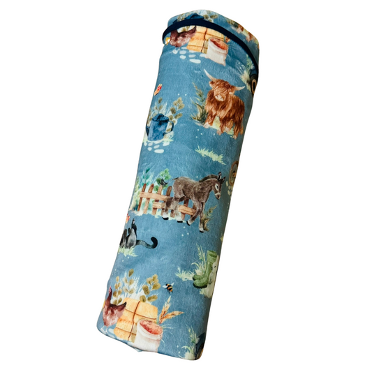 Double Sided Minky Blanket - Blue Farming