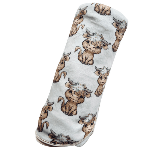 Double Sided Minky Blanket - Highlander White Roses
